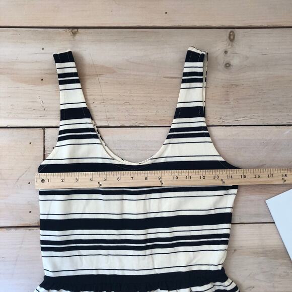 J. Crew NWOT Women's Villla Black Cream Fit & Flare Striped Sleeveless Dress S - Picture 7 of 8